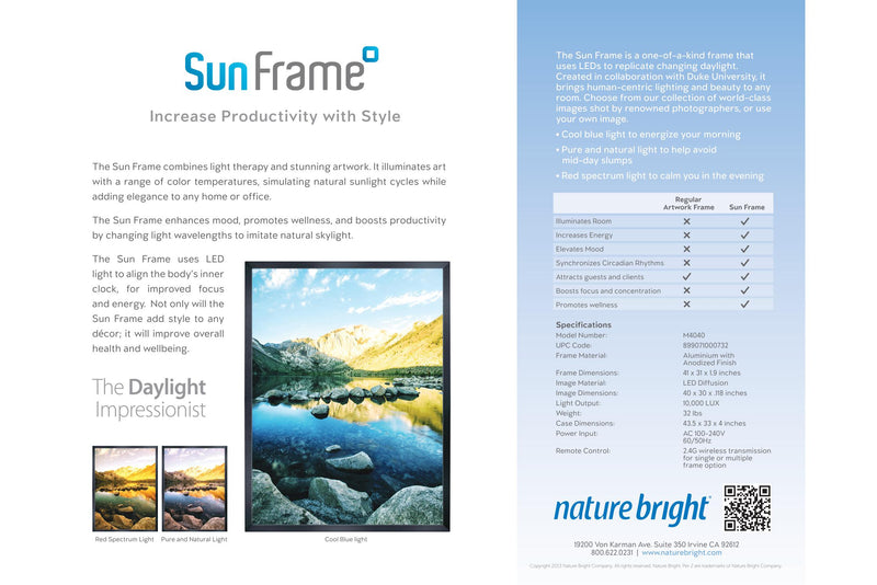 Sun Frame delivers a sophisticated level of light therapy – naturebright