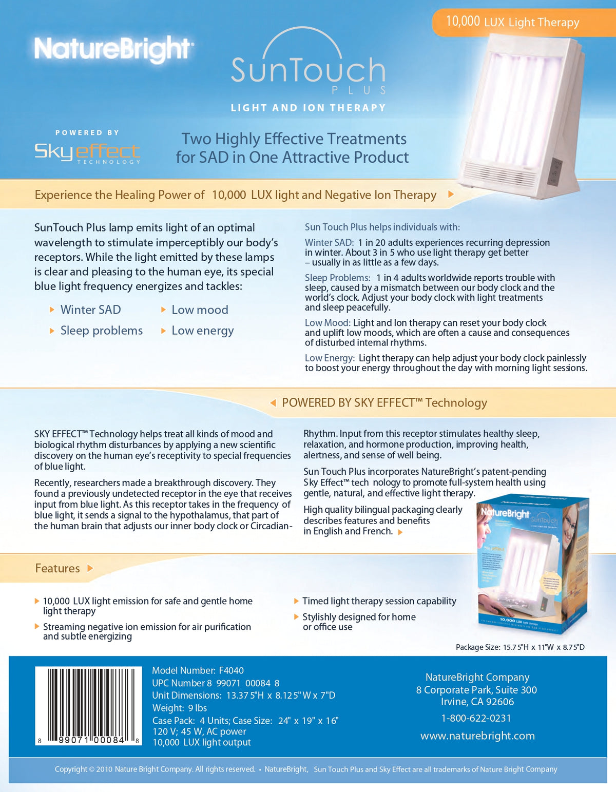Sun Touch Plus Light & Ion Therapies for SAD and Winter Depression